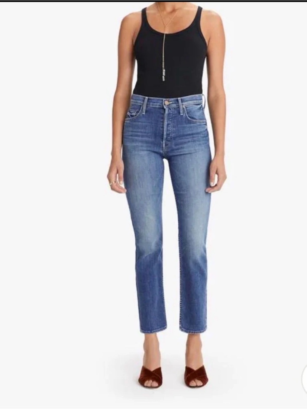 MOTHER The Tomcat Layover High Rise Straight Crop Jeans 26 Made in USA
